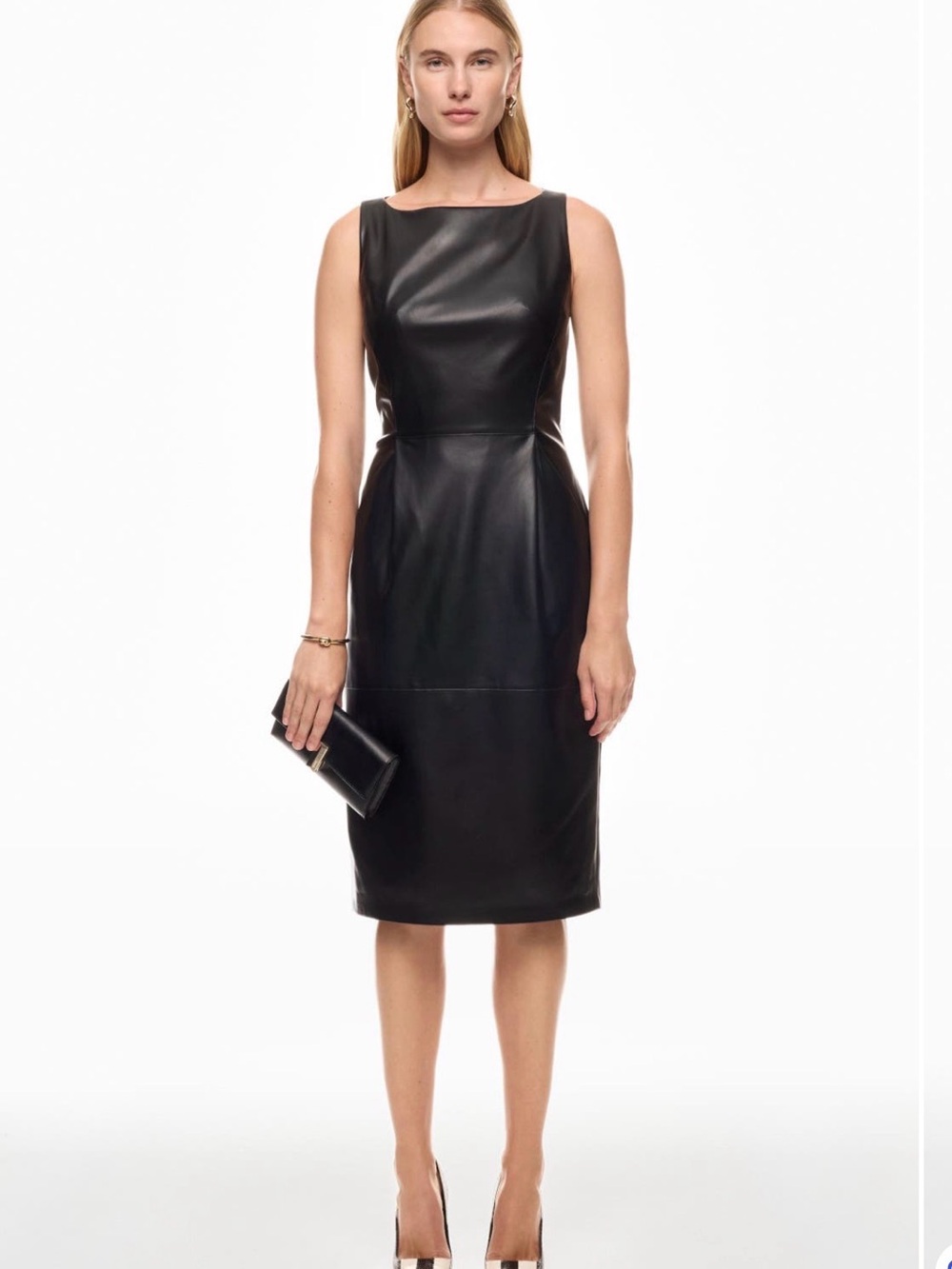 Adam Lippes Black Sleeveless Leather Midi Dress